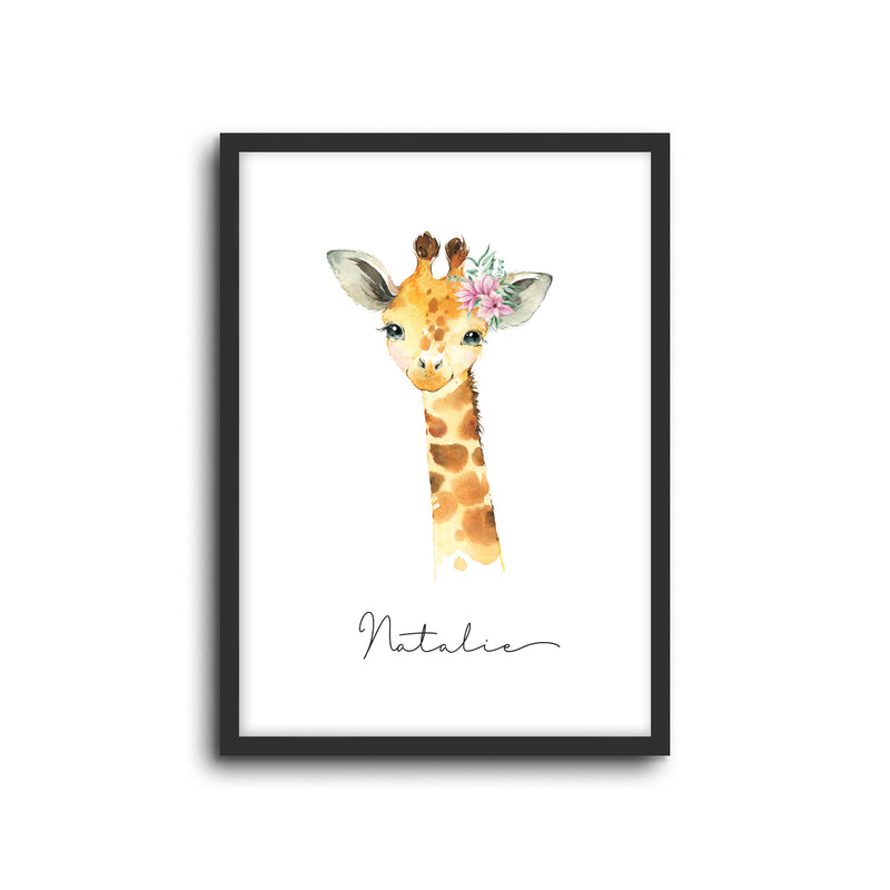 Giraffe Wall Print Baby Kids Room Nursery Art Custom Name