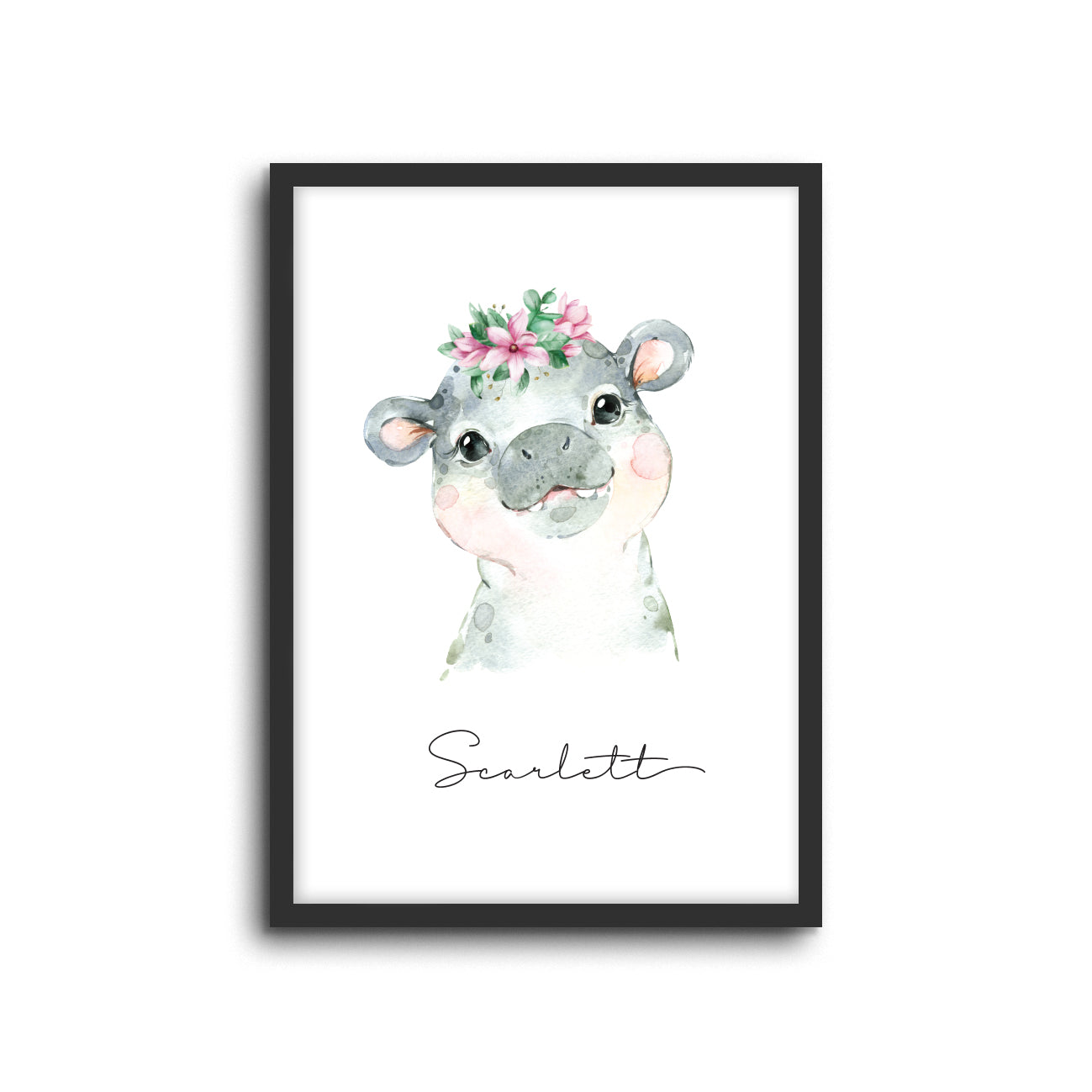 Hippo Wall Print Baby Kids Room Nursery Art Custom Name