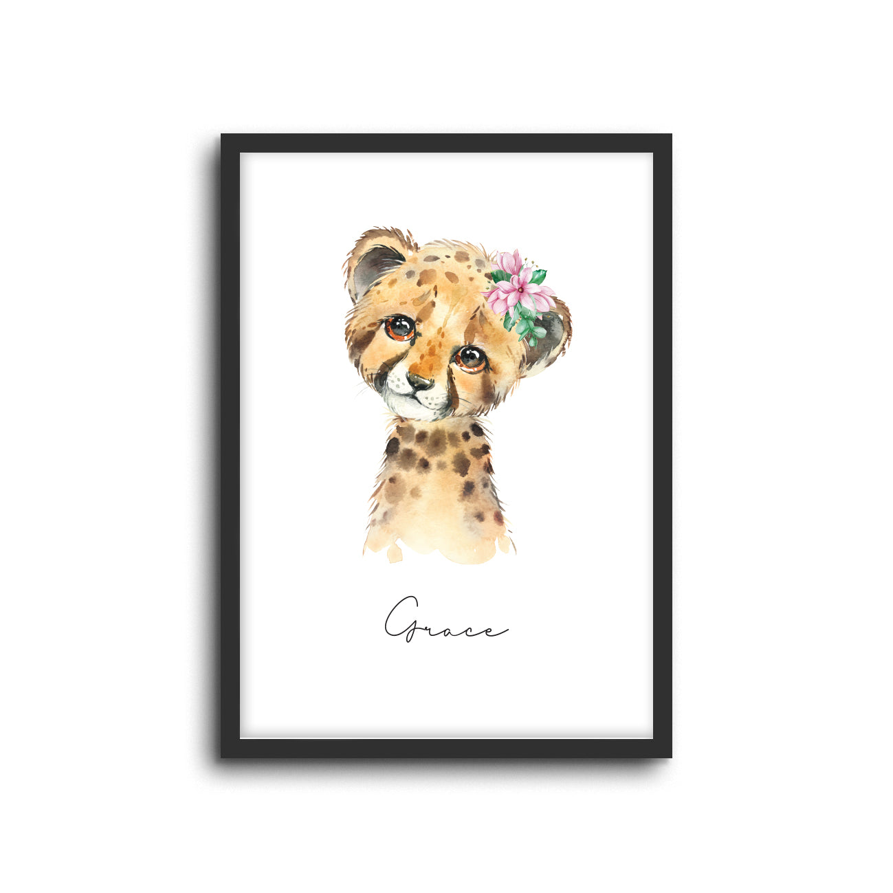 Cheetah Wall Print Baby Kids Room Nursery Art Custom Name