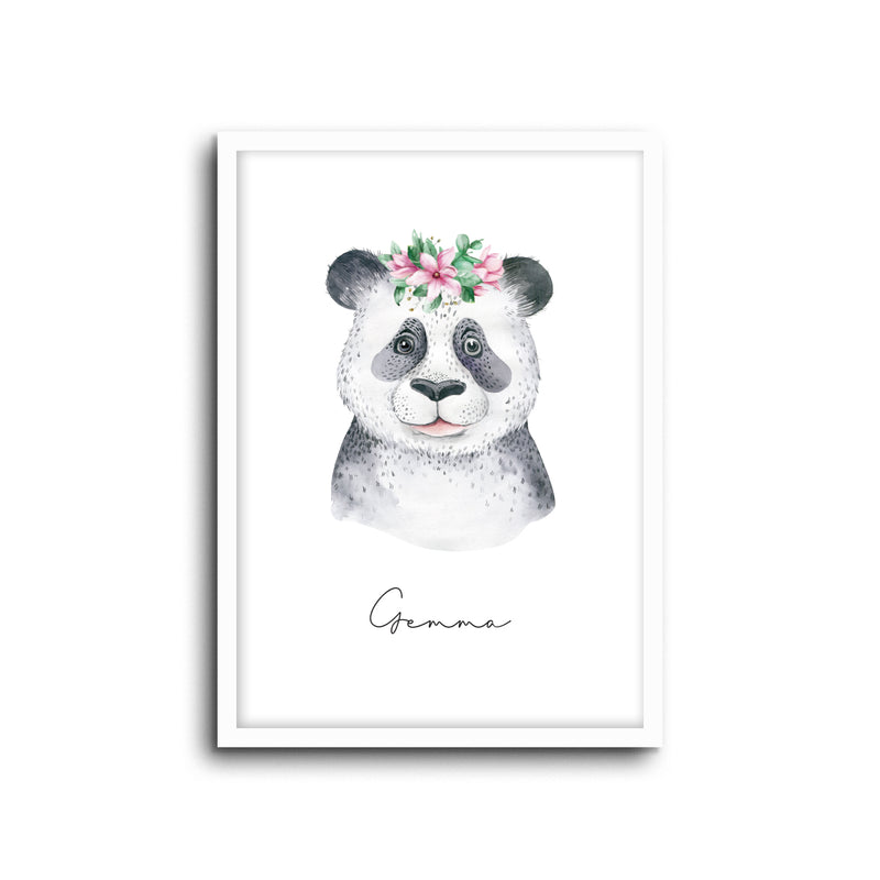 Panda Wall Print Baby Kids Room Nursery Art Custom Name