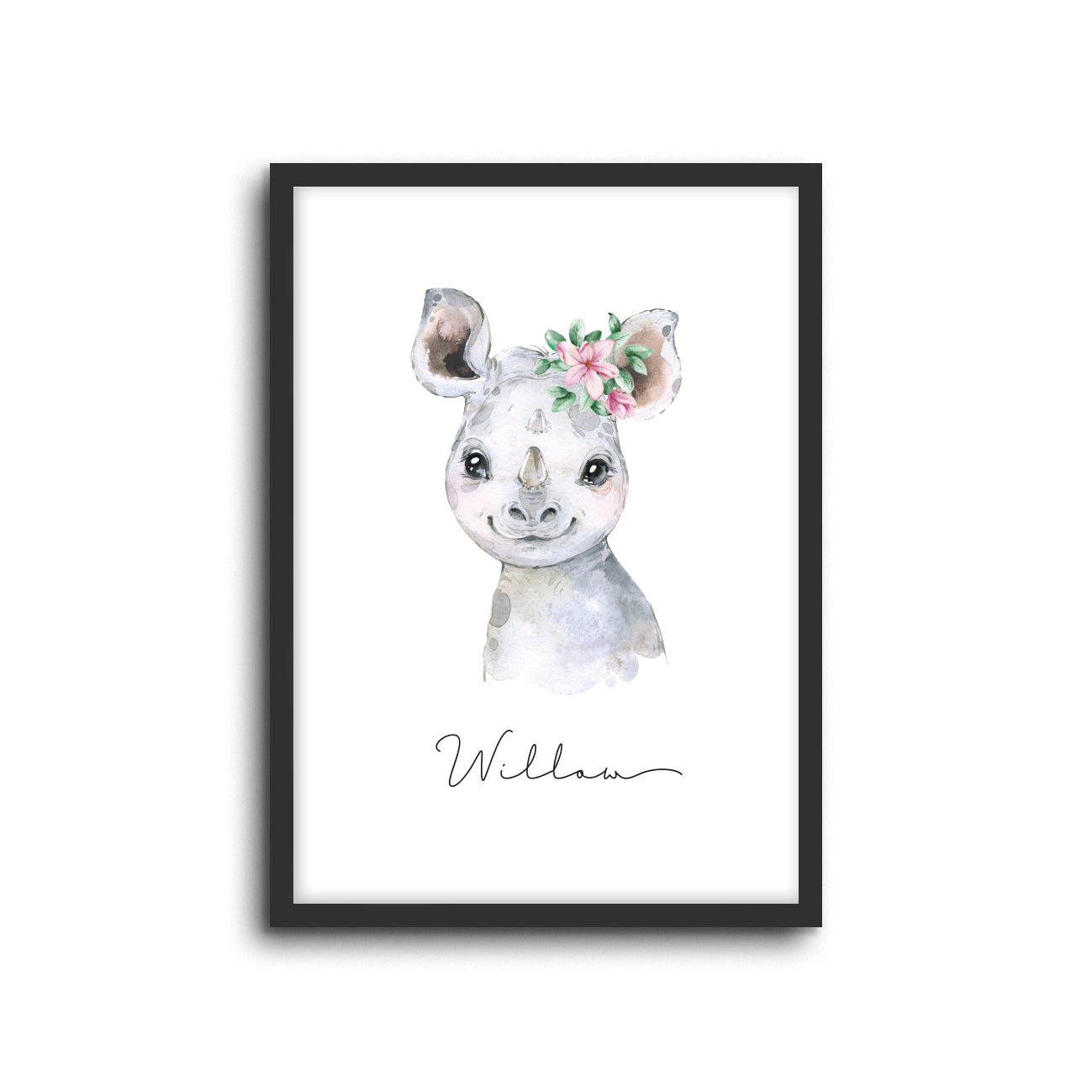 Rhino Wall Print Baby Kids Room Nursery Art Custom Name