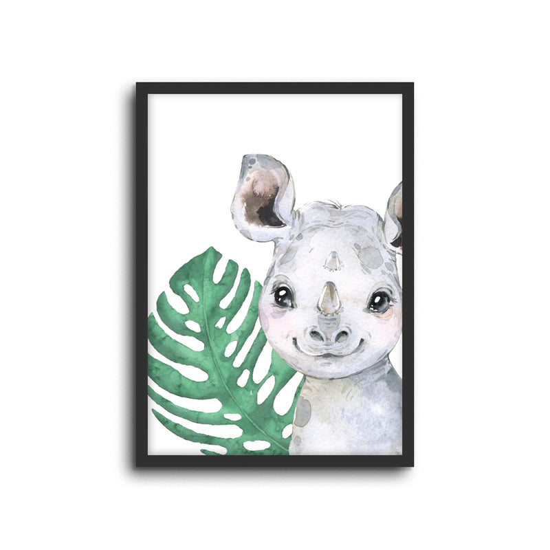 Safari Rhino Wall Print Baby Kids Room Nursery Art