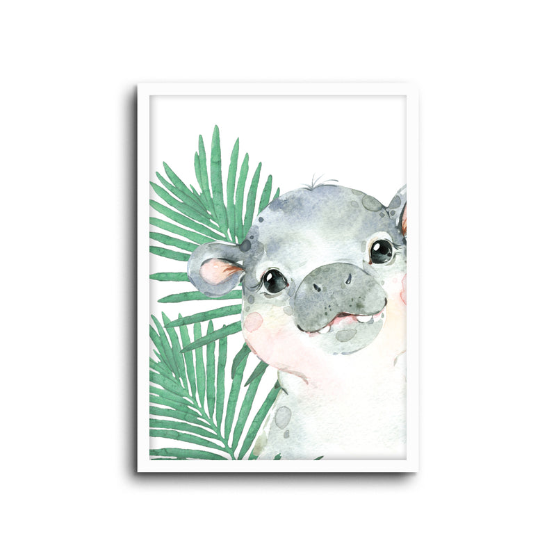 Safari Hippo Wall Print Baby Kids Room Nursery Art