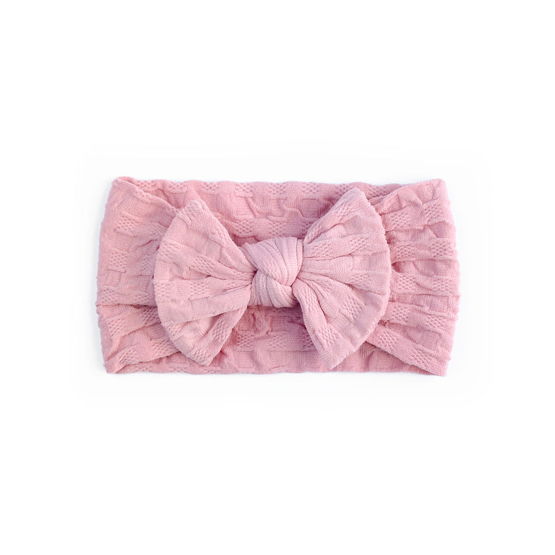 Waffle Bow Headbands - Dusty Pink - Baby Girl 