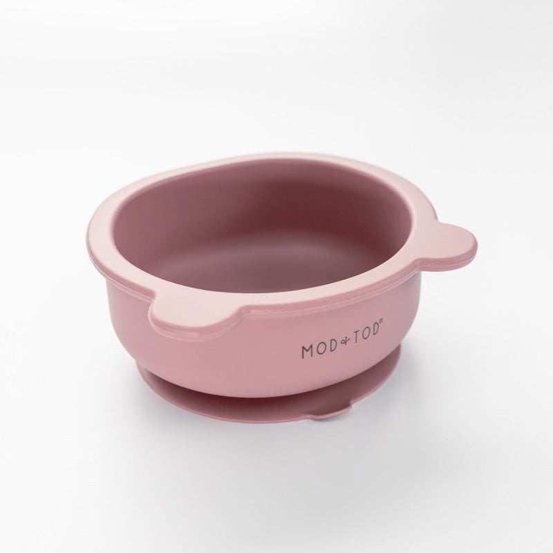Silicone Suction Bear Bowl | Dusty Pink for baby and kids feeding