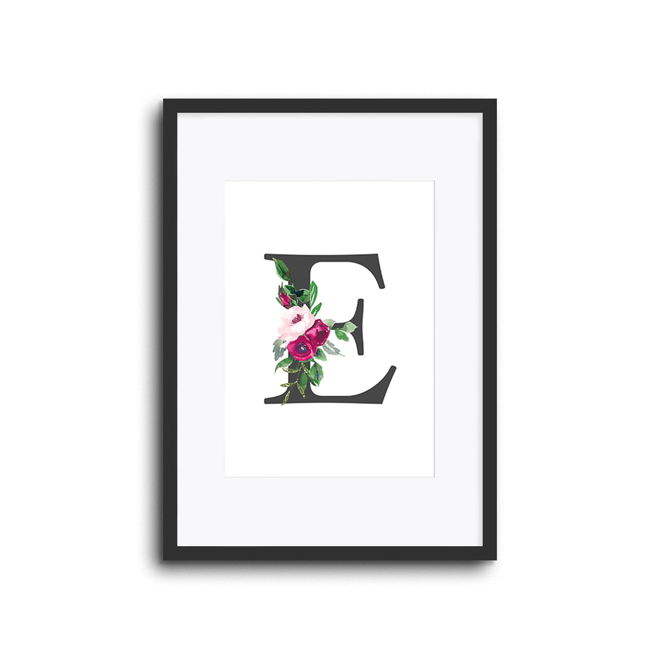 Floral Initials Letters Wall Print Nursery Decor