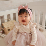Cable Bow Headband - Baby Pink for baby, newborn and infant. Cute and beautiful. One size fit all