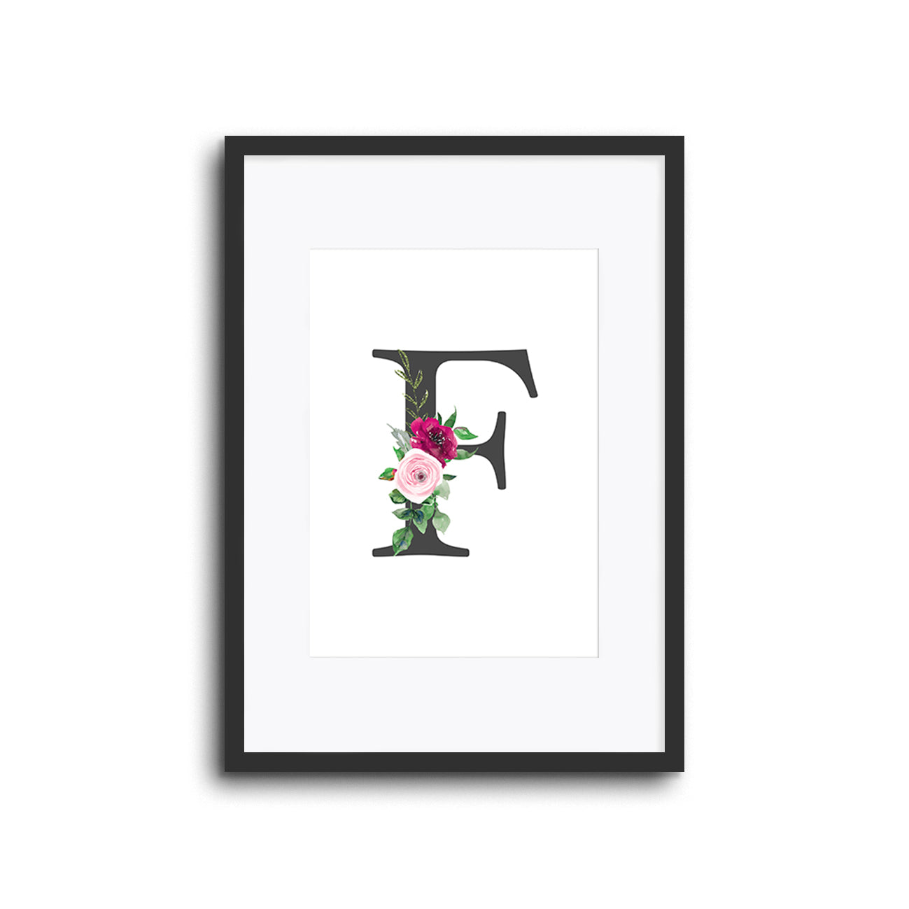 Floral Initials Letters Wall Print Nursery Decor