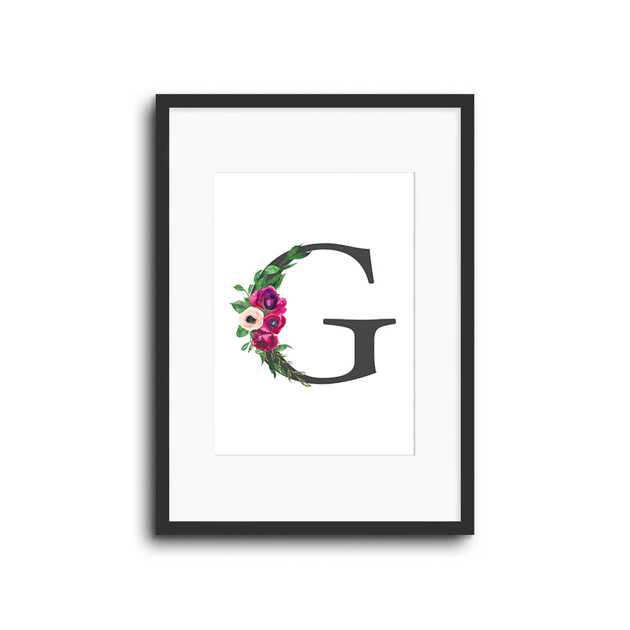 Floral Initials Letters Wall Print Nursery Decor