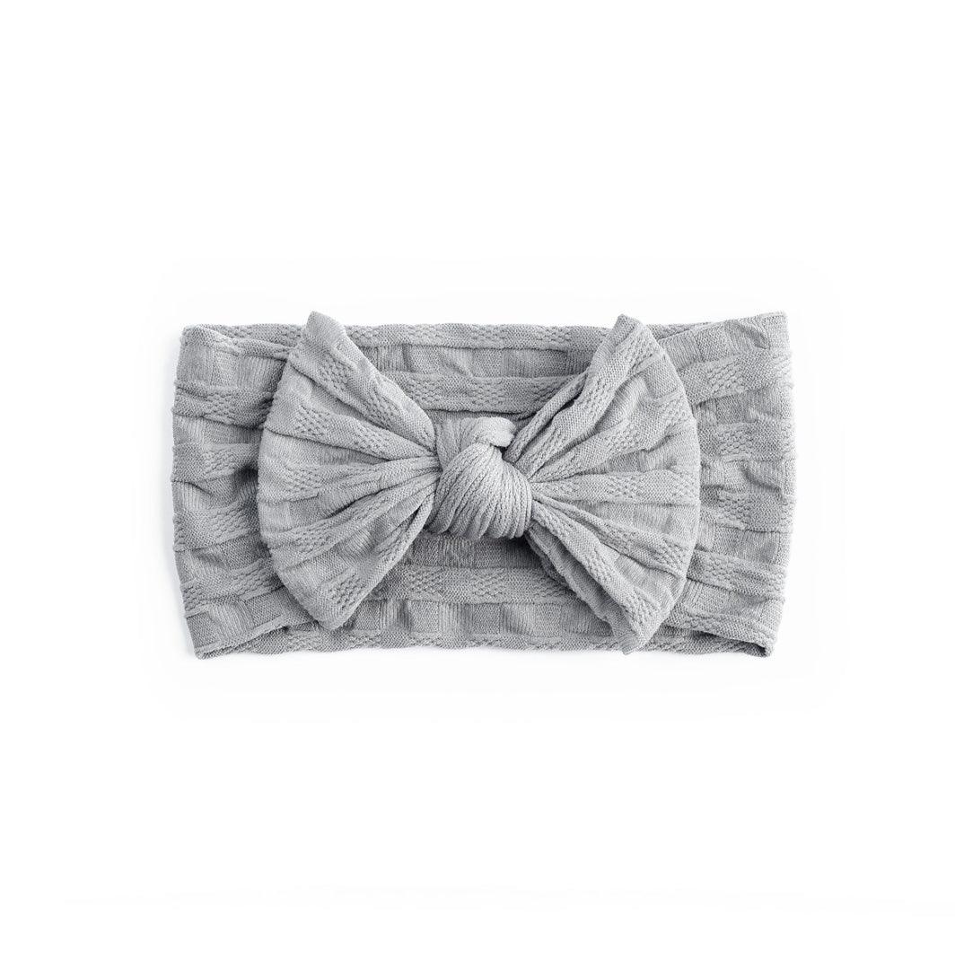 Waffle Bow Headbands - Grey - Baby Girl 