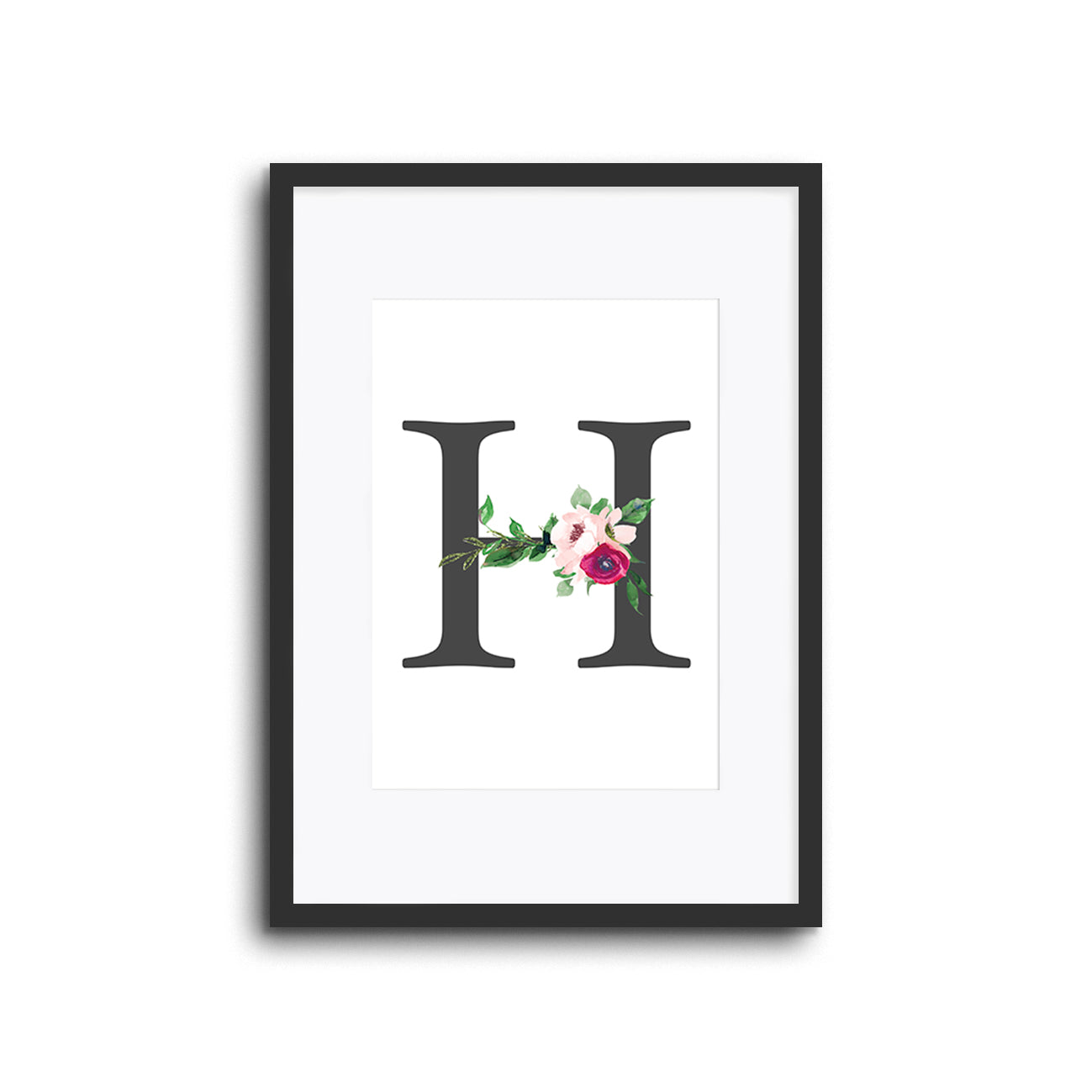 Floral Initials Letters Wall Print Nursery Decor