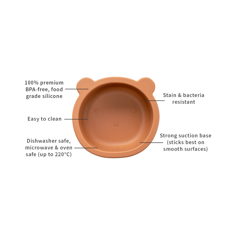 Silicone Suction Bear Bowl | Cinnamon for baby and kids feeding