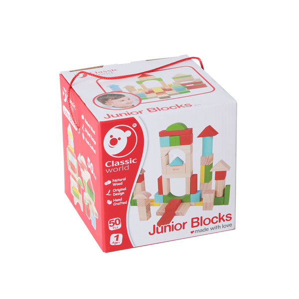 Classic World Junior Building Blocks for toddlers and kids wooden play blocks 