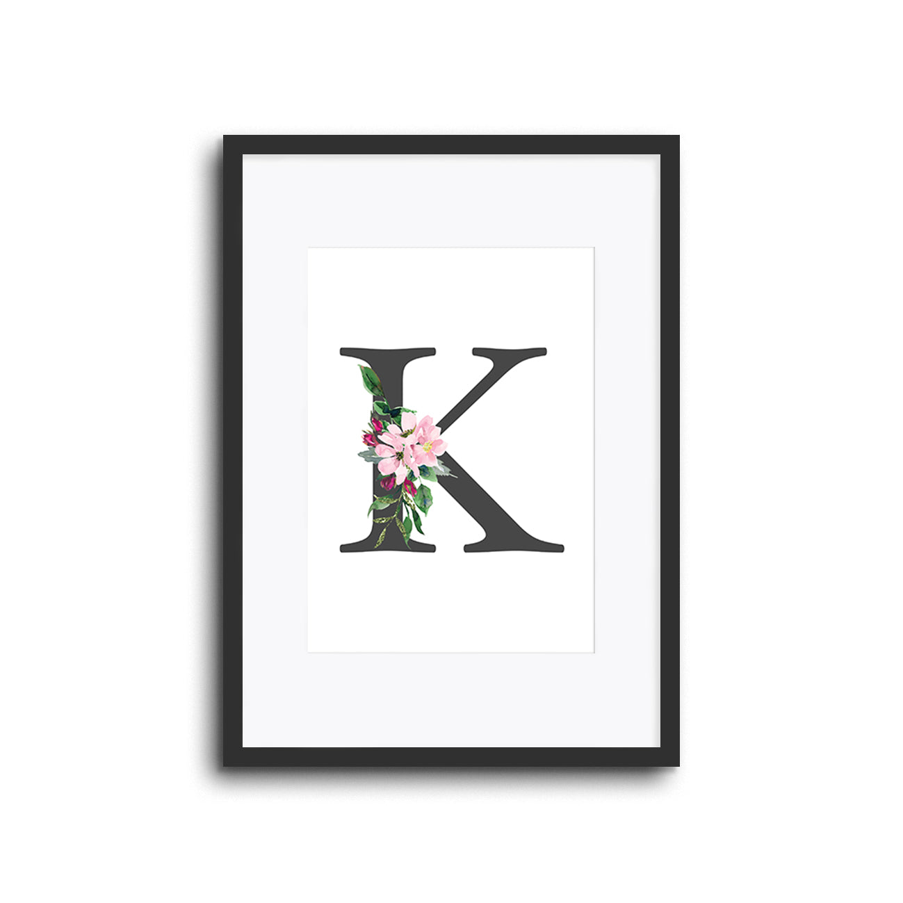 Floral Initials Letters Wall Print Nursery Decor