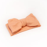 Big Waffle Bow Headband - Melon for baby, newborn and infant. Cute and beautiful. One size fit all