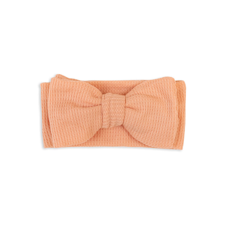 Big Waffle Bow Headband - Melon for baby, newborn and infant. Cute and beautiful. One size fit all