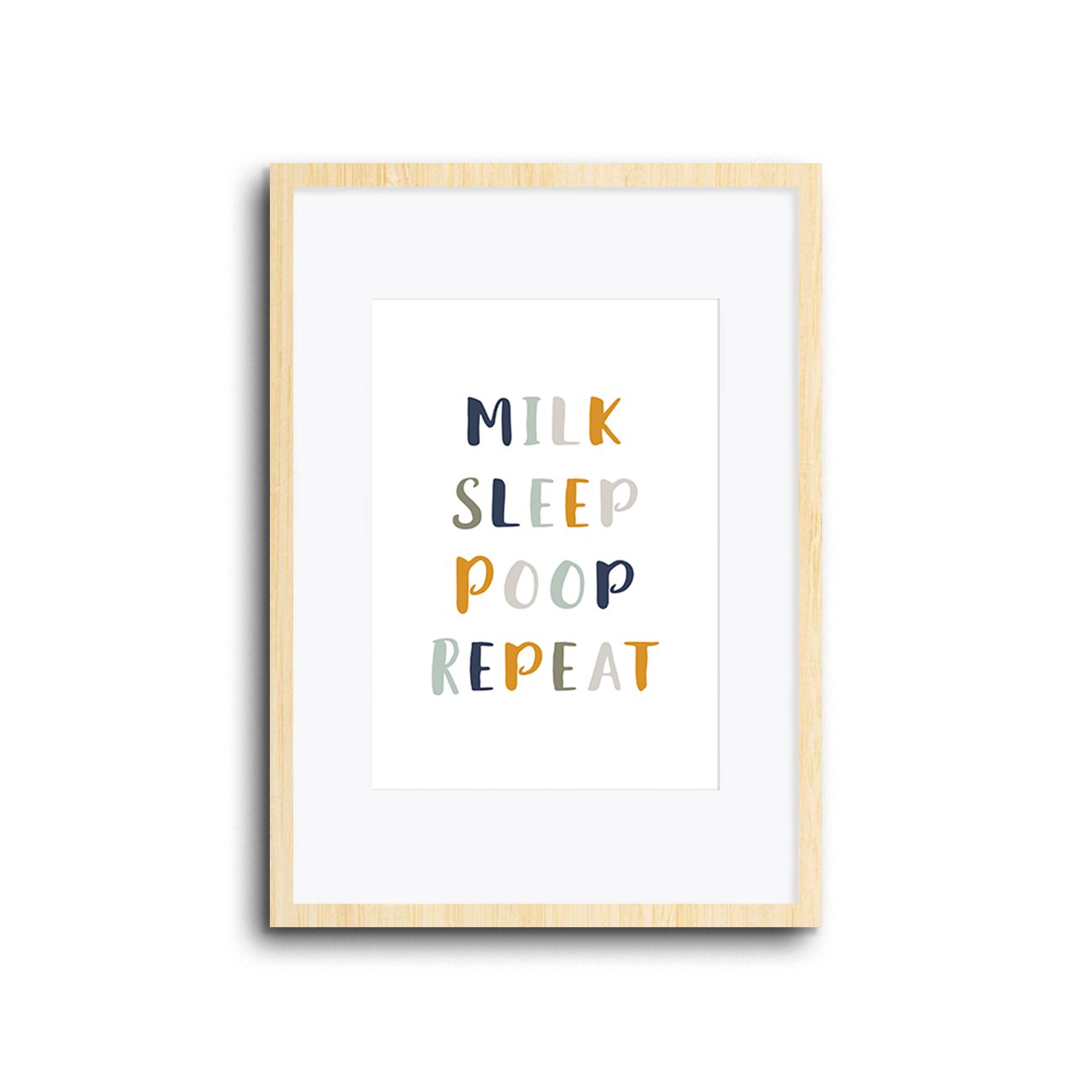 Nursery Decor Wall Art Print - Milk Sleep Poop Repeat - Kids bedroom baby room playroom home decor and for lounge