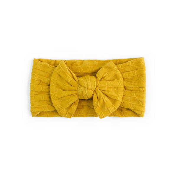 Waffle Bow Headbands - Mustard - Baby Girl 