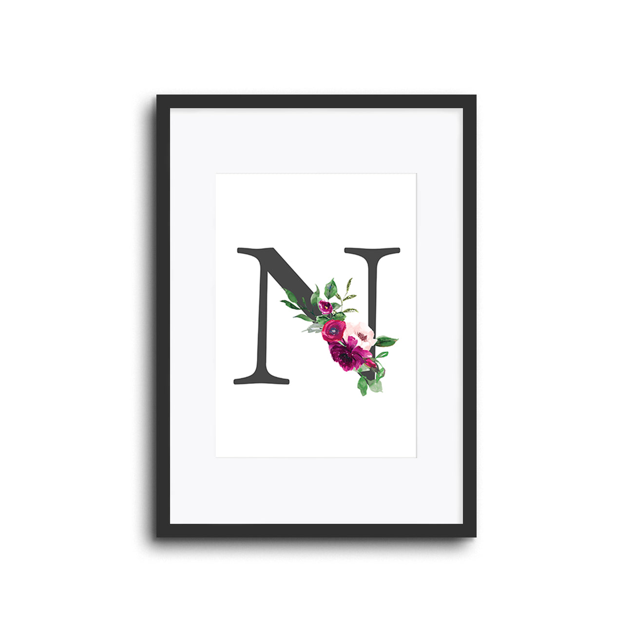 Floral Initials Letters Wall Print Nursery Decor