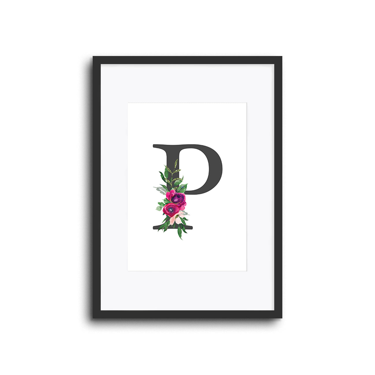 Floral Initials Letters Wall Print Nursery Decor