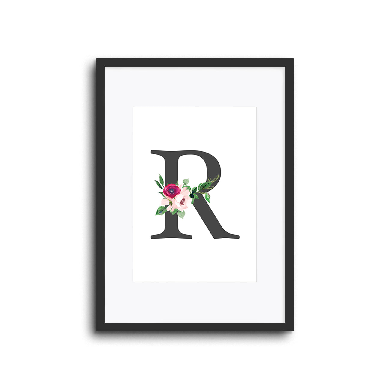 Floral Initials Letters Wall Print Nursery Decor