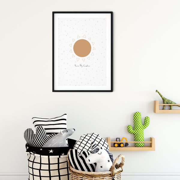 You're My Sunshine wall print art for baby nursery or children's bedroom