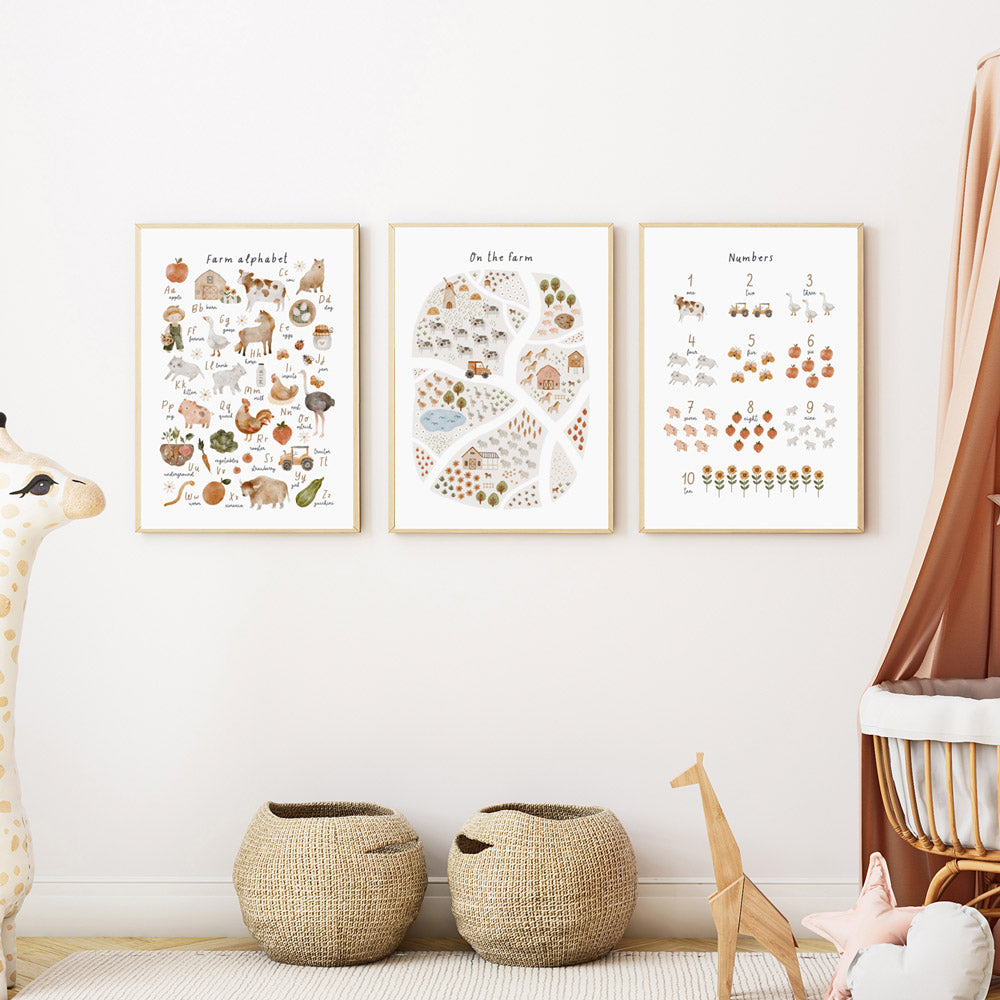 Farm | Numbers wall print for kids room and nursery