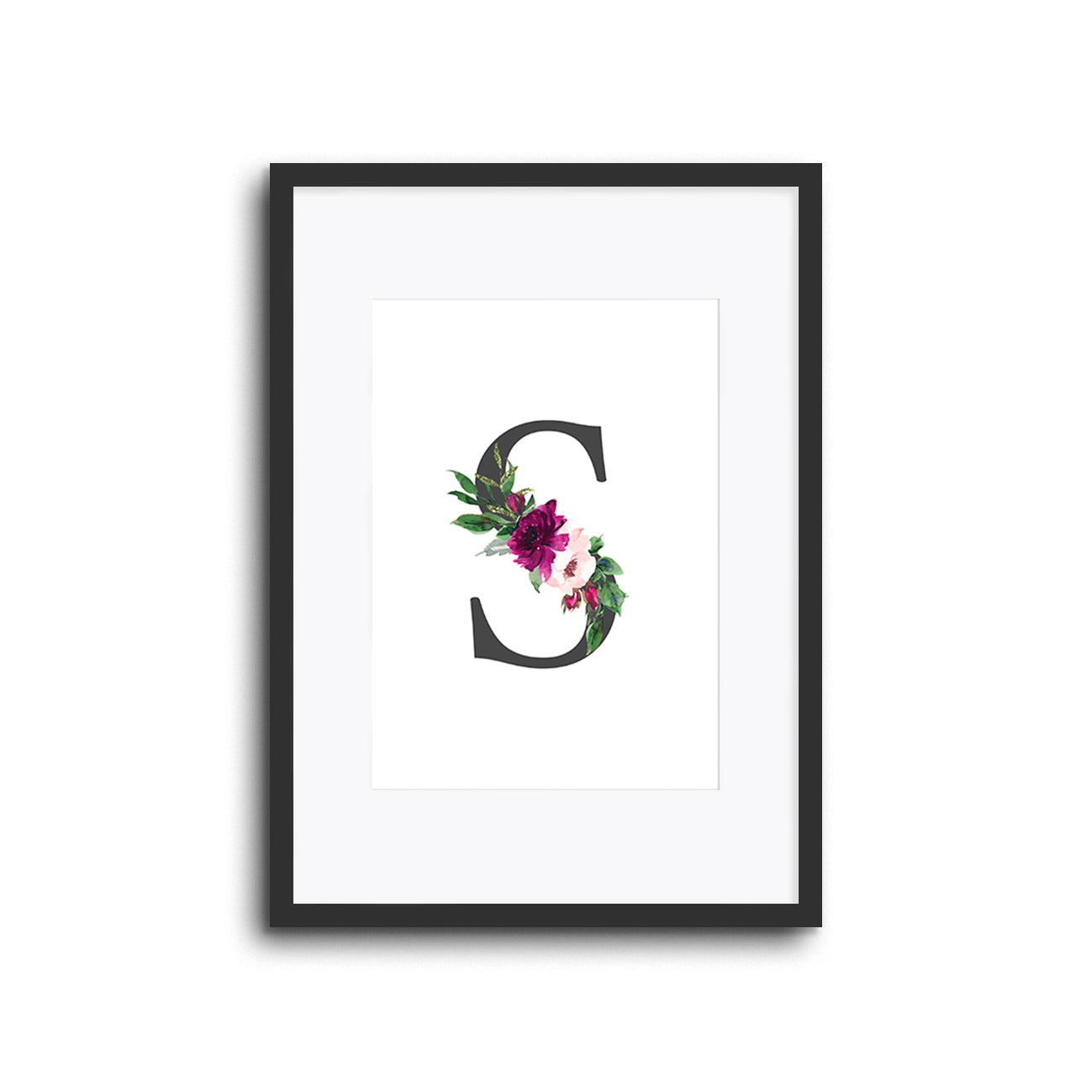 Floral Initials Letters Wall Print Nursery Decor