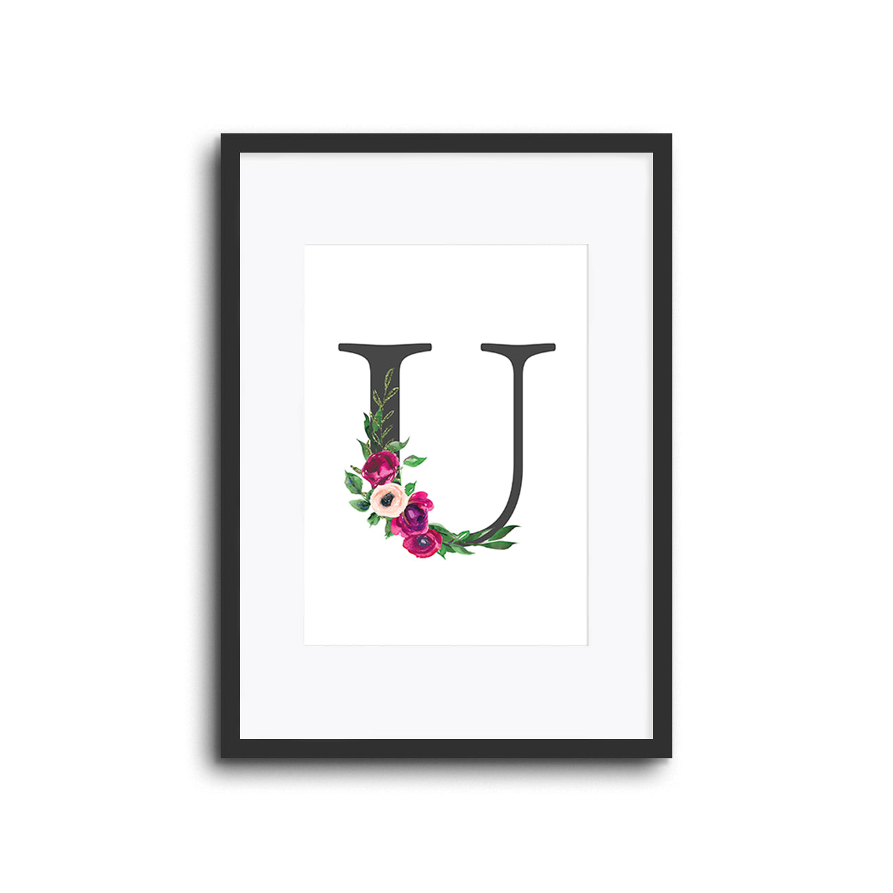 Floral Initials Letters Wall Print Nursery Decor