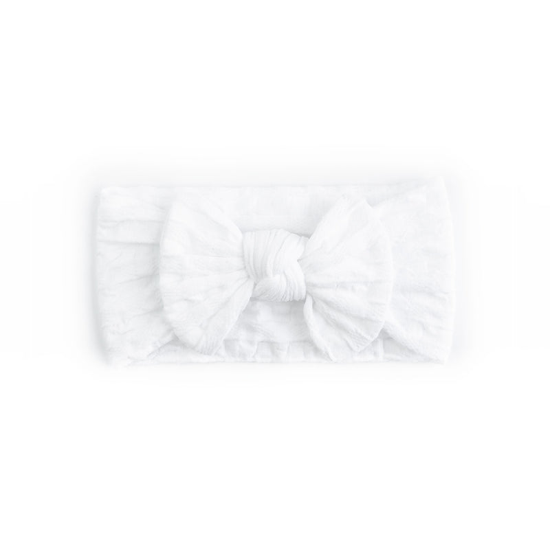 Waffle Bow Headbands - White - Baby Girl 