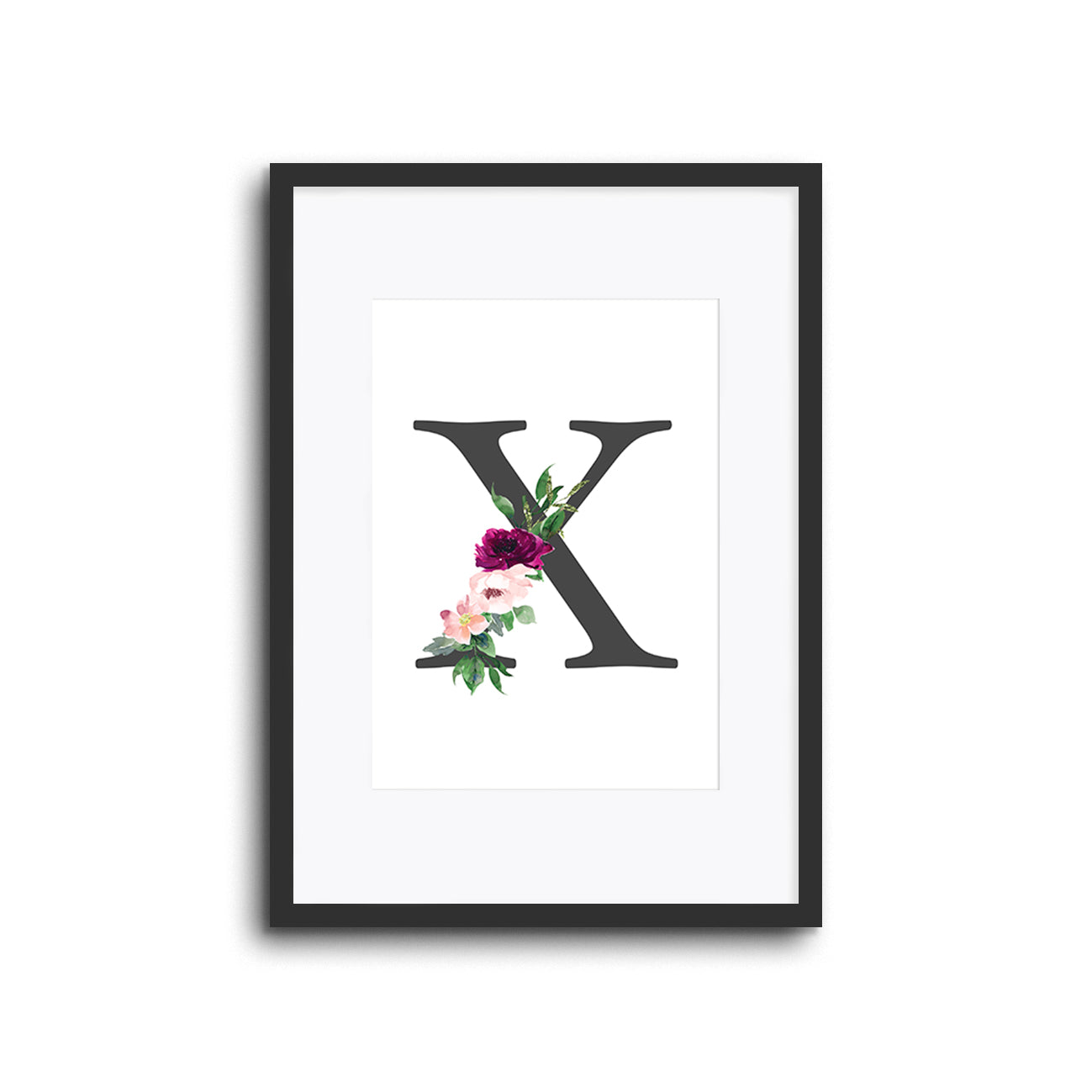 Floral Initials Letters Wall Print Nursery Decor