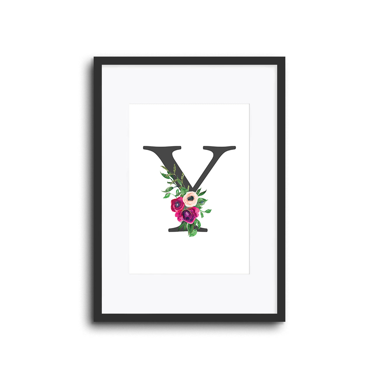 Floral Initials Letters Wall Print Nursery Decor