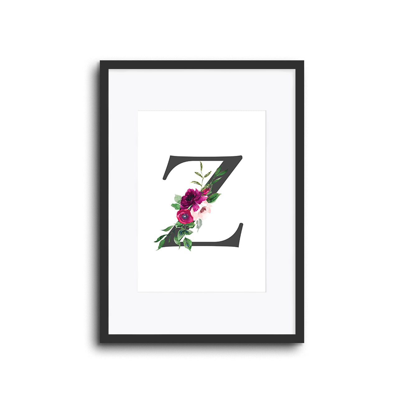 Floral Initials Letters Wall Print Nursery Decor