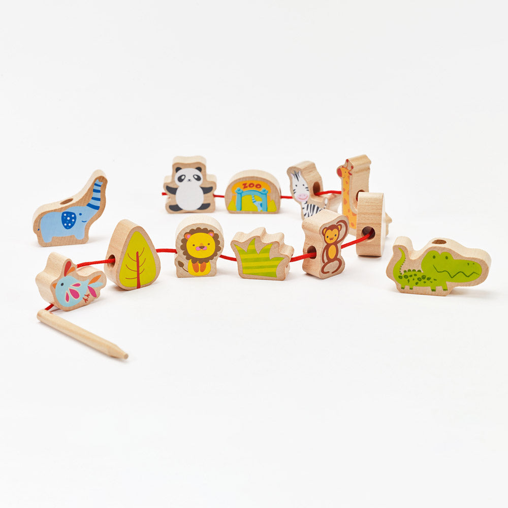 Classic World wooden Zoo Beads for toddler and kids