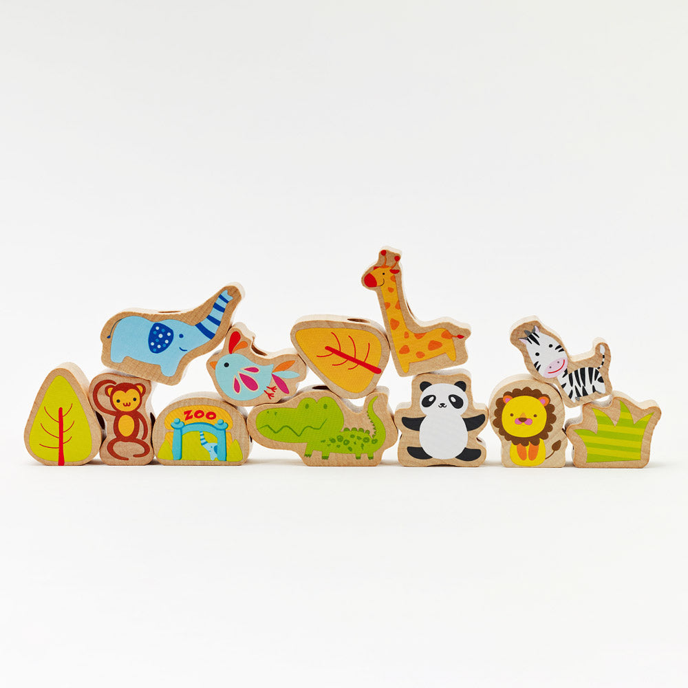 Classic World wooden Zoo Beads for toddler and kids