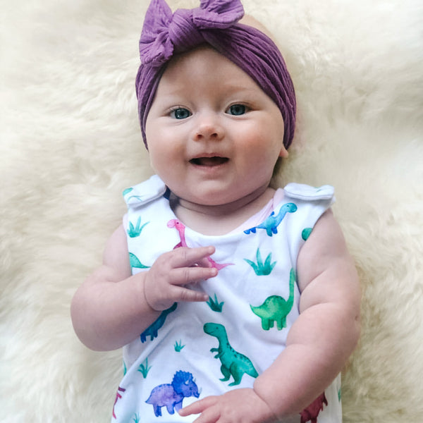 Lily Velvet Bow Headbands - Plum for baby newborn infant toddler and kids cute beautiful stretchy headband that fit all